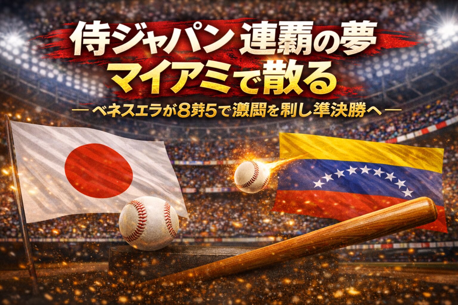 WBC2026準決勝 日本対ベネズエラ｜侍ジャパン連覇の夢マイアミで散る ベネズエラが8対5で勝利