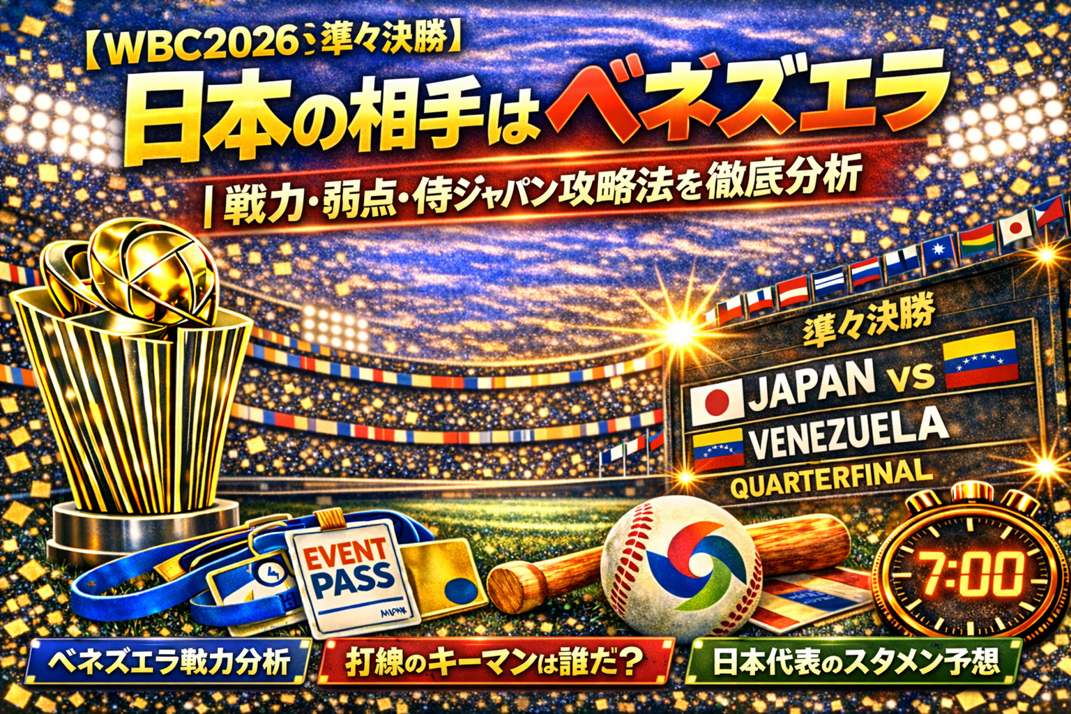 WBC2026準々決勝 日本vsベネズエラの戦力分析アイキャッチ画像｜侍ジャパン攻略ポイント